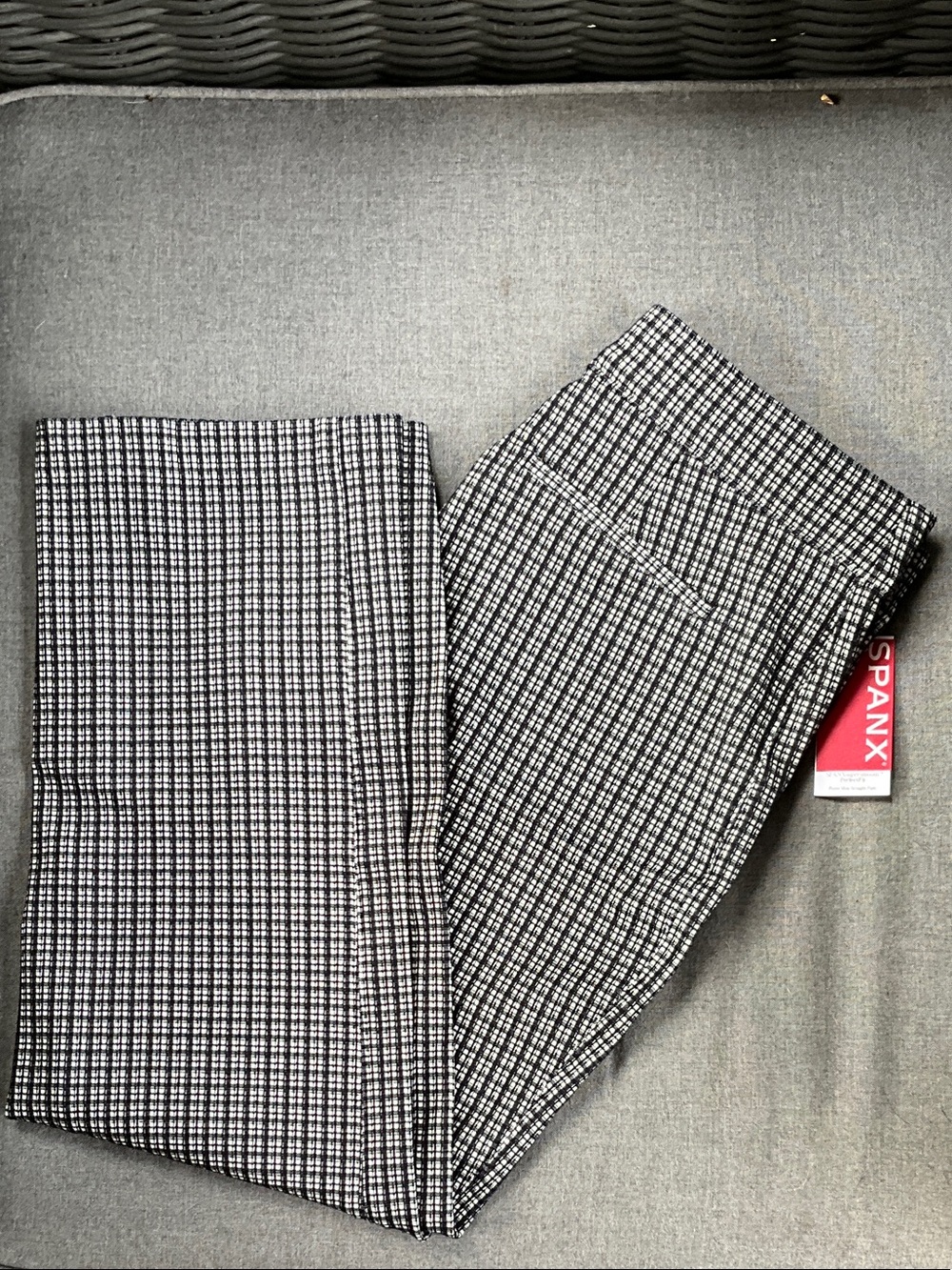 SPANX Black and White Ponte Slim Straight Leg Pants